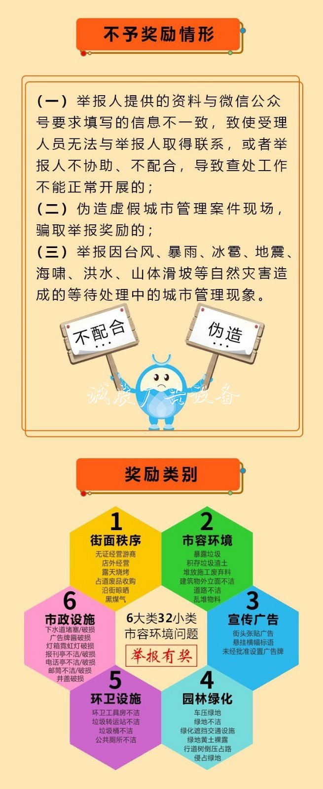 舉報(bào)亂貼小廣告、垃路燈燈箱圾桶破損等現(xiàn)象，獎(jiǎng)勵(lì)2