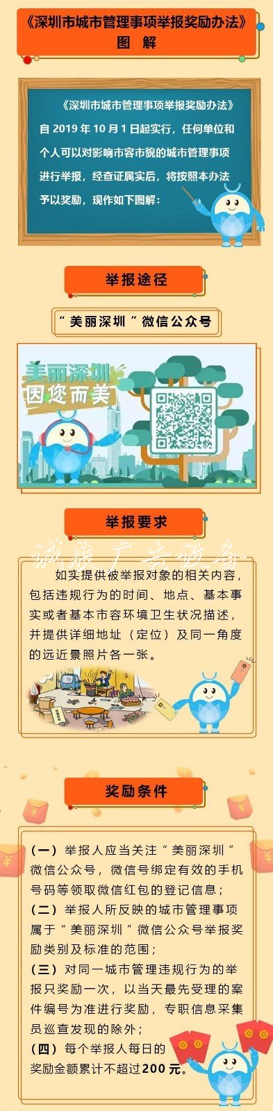 舉報(bào)亂貼小廣告、垃路燈燈箱圾桶破損等現(xiàn)象，獎(jiǎng)勵(lì)2